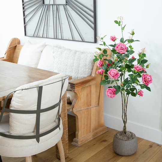 4ft. Pink Rose Tree in Black Pot
